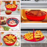 Round 2 Layer Air Fryer Silicone Basket Reusable Foldabl Air Fryer Mold Liner Tray, Black, Pink, Blue, Gray, Red