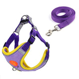 Pet Dog Harness Reflective Anti-break-off Vest-style Leash, Suede Green, Suede Classic Red, Suede Orange, Suede Cyan, Suede Coffee, Suede Purple