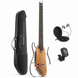 DONNER Smart Headless Silent Guitar Travel Portable Detachable Acoustic Guitar, Maple, Maple Model Black, Mahogany, Mahogany Sunrise Color