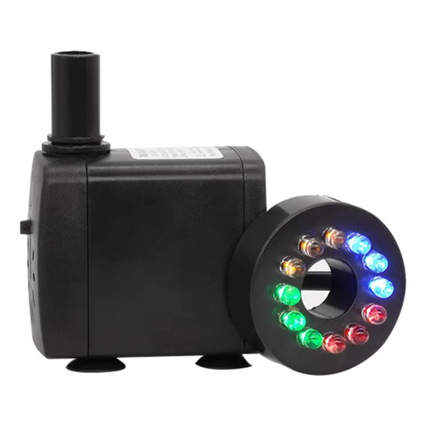 Waterproof LED Light Small Water Pump Fish Tank Fountain Filtration Circulation Submersible Pump EU Plug, JN-500 10W, JN-388 16W