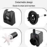 Waterproof LED Light Small Water Pump Fish Tank Fountain Filtration Circulation Submersible Pump EU Plug, JN-500 10W, JN-388 16W