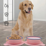 Silicone Folding Pet Bowl Outdoor Portable Double Bowl Anti-Sigh Slowly Eclipse Retractable Dog Pot