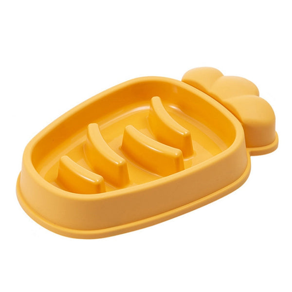 Radish Shape Dog Slow Food Bowl Anti-Tip Over Pet Bowl, Mango Yellow, Orange, Blue