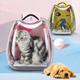 Cartoon Pattern Cat Transparent Pet Bag Space Capsule Portable Pet Backpack, Pink, Blue, Black, Grey