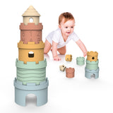 Stacking Teether Toddler Baby Grip Anti Teething Stacking Stacking Castle Kids Toys, 5 In 1