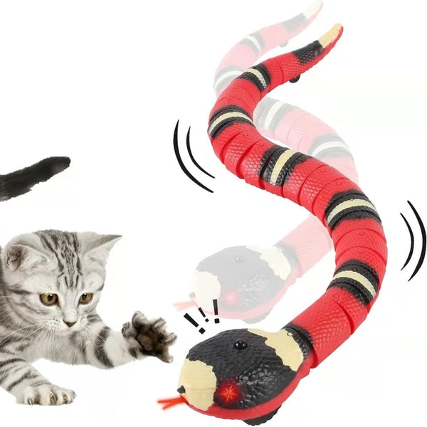 Intelligent Electric Induction Obstacle Avoidance Silver Ring Snake Cat Teasing Toys Trick Rattlesnake