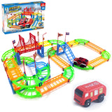 Rail Car Toy Set Assembled Electric Rail Toys, With a Racing Car, With a Train, With a Fire Truck), With a Bus