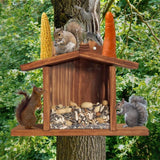 Wood Squirrel Feeder Chipmunk House For Corn, Peanuts