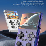 R35PLUS 3.5 Inch Handheld Game Console Built-in 64G 10,000+ Games, Transparent Black, Transparent Purple, Transparent Orange