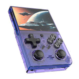 R35PLUS 3.5 Inch Handheld Game Console Built-in 64G 10,000+ Games, Transparent Black, Transparent Purple, Transparent Orange