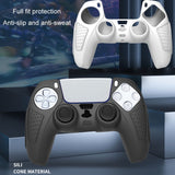 For PS5 Gamepad Silicone Protective Case Anti-Skid Soft Silicone Cover, White, Blue, Black, White+2 Hats, Blue+2 Hats, Black+2 Hats, White+8 Hats, Blue+8 Hats, Black+8 Hats