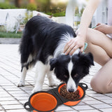 Pet Dog Folding Bowl Silicone Portable All-in-One Outdoor Double Bowl, Red, Orange, Pink