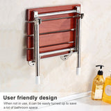 Wood Folding Wall Mounted Relaxation Shower Chair Solid Seat, Folding Solid Chair