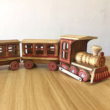 Wooden Three Section Locomotive Office Creative Home Decoration Simulation Toy, Wooden Three Section Train