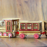 Wooden Three Section Locomotive Office Creative Home Decoration Simulation Toy, Wooden Three Section Train