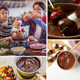 Stainless Steel Wooden Handle Chocolate Fork Hot Pot Forks Cheese Fruit Dessert Fork Fondue Melting Skewer Kitchen Tools, Random Color Delivery