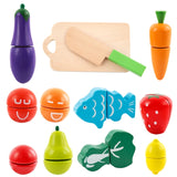 Woodiness Fruit Vegetables Cutting Toy Early Development and Education Toy for Children, Fruit Vegetables Cutting