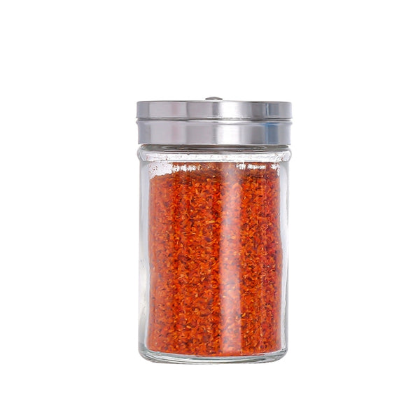 Stainless Steel Lid Glass Seasoning Jar Kitchen Supplies, Transparent