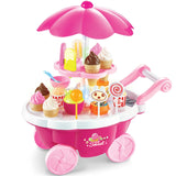 Simulation Small Carts Girl Mini Candy Cart Ice Cream Shop Children Toys with Music and Light