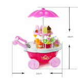 Simulation Small Carts Girl Mini Candy Cart Ice Cream Shop Children Toys with Music and Light