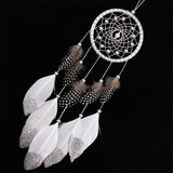 White Dream Catcher Wall Car Hanging Decoration Silver Feather Core Bead Handmade Dreamcatcher, MS6006