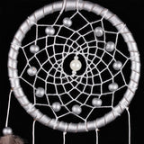 White Dream Catcher Wall Car Hanging Decoration Silver Feather Core Bead Handmade Dreamcatcher, MS6006