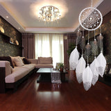 White Dream Catcher Wall Car Hanging Decoration Silver Feather Core Bead Handmade Dreamcatcher, MS6006