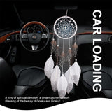 White Dream Catcher Wall Car Hanging Decoration Silver Feather Core Bead Handmade Dreamcatcher, MS6006