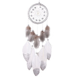 White Dream Catcher Wall Car Hanging Decoration Silver Feather Core Bead Handmade Dreamcatcher, MS6006