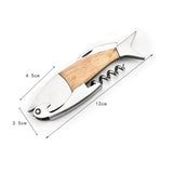 Fish Shape Wine Opener Wine Multifunctional Corkscrew with Wooden Handle, Fish Shape