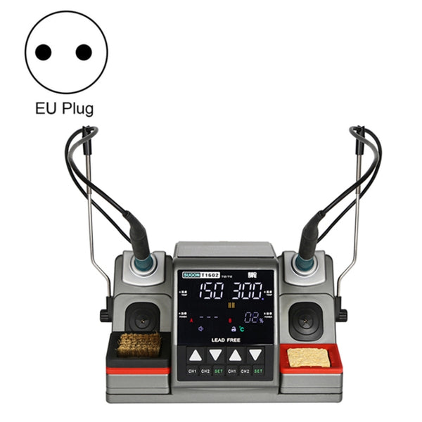 SUGON T1602 220V Dual Station Electric Soldering Station with Double Handle, EU Plug, T1602, EU Plug