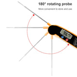 TS-BY52-Y Kitchen Food Cooking BBQ Foldable Waterproof Probe Thermometer(Yellow), TS-BY52-Y