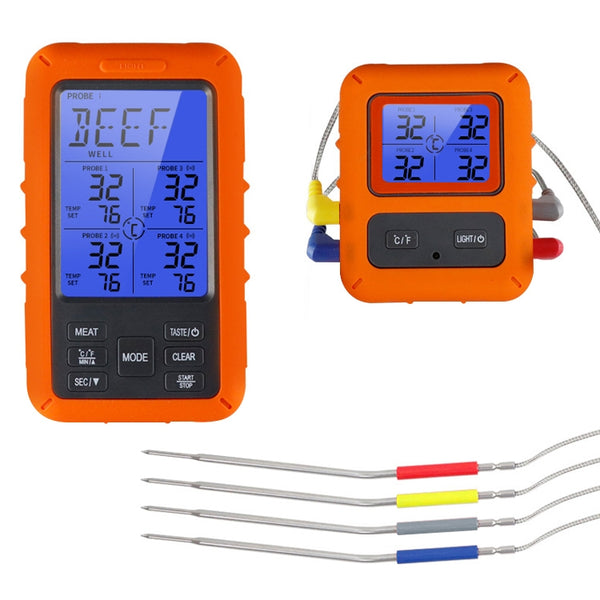 TS-TP40-B Kitchen Food Wireless Four Probe Thermometer, Probe is Non-waterproof, Non-waterproof