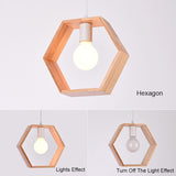 Home Decoration Personality Creative Simple Solid Wood Geometric Pendant Lights