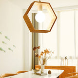 Home Decoration Personality Creative Simple Solid Wood Geometric Pendant Lights