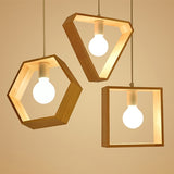 Home Decoration Personality Creative Simple Solid Wood Geometric Pendant Lights