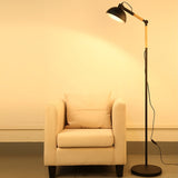 Adjustable Angle Metal Wooden Chassis Floor Lamp