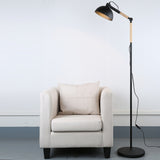 Adjustable Angle Metal Wooden Chassis Floor Lamp