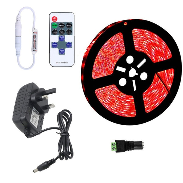 YWXLLight Dimmable Light Strip Kit, SMD 2835 5m LED Ribbon, Waterproof for Indoor , 11key Remote Control LED Strip Lamp 300LEDs UK Plug