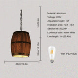 Vintage Barrel Chandelier Creative Wooden Wine Barrel Lighting Personalized Cafe Bar Light