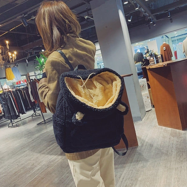 Plush Cute Bird Handbag Double Shoulder Bag Girl Backpack