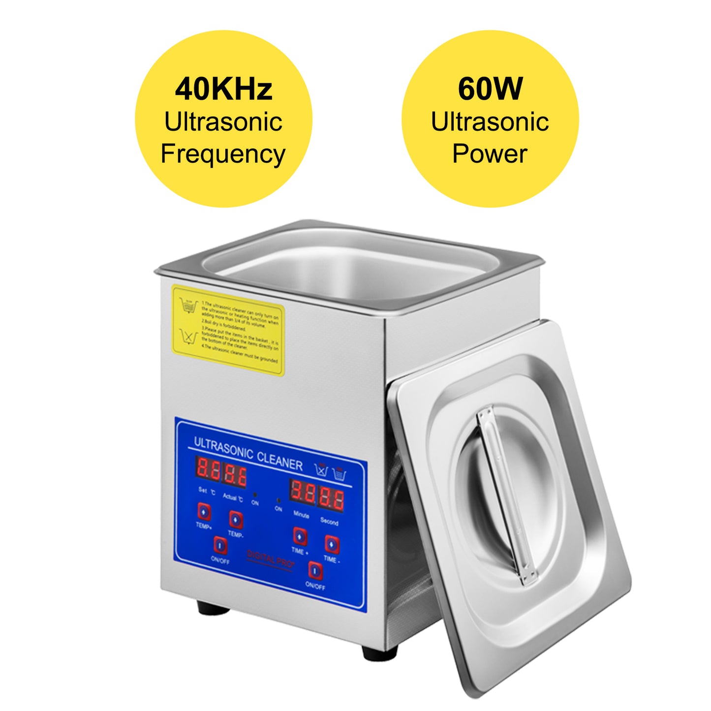 VEVOR 2L Ultrasonic Cleaner Machine Stainless Steel Ultrasonic Cleaning Machine Digital Heater Timer Jewelry Cleaning for Home