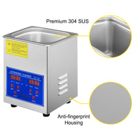 VEVOR 2L Ultrasonic Cleaner Machine Stainless Steel Ultrasonic Cleaning Machine Digital Heater Timer Jewelry Cleaning for Home