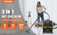 VEVOR Portable Wet and Dry Vacuum Cleaner 15L For Car & Home Appliance 1200W Power Strong Suction Vacuum Cleaner & Air Blower